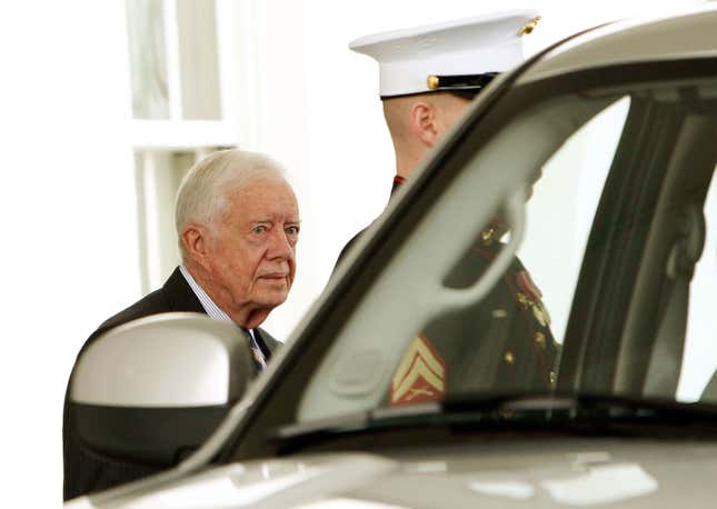 Former U.S. President Jimmy Carter departs the White House March 18, 2009 in Washington, DC.