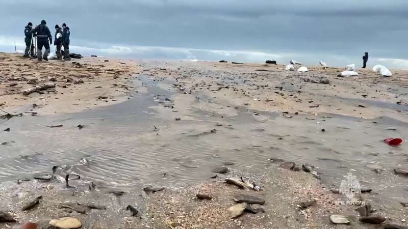 Russia's emergencies ministries has been organizing beach clean-ups since last month. Russia's emergencies ministries has been organising beach clean-ups since last month
