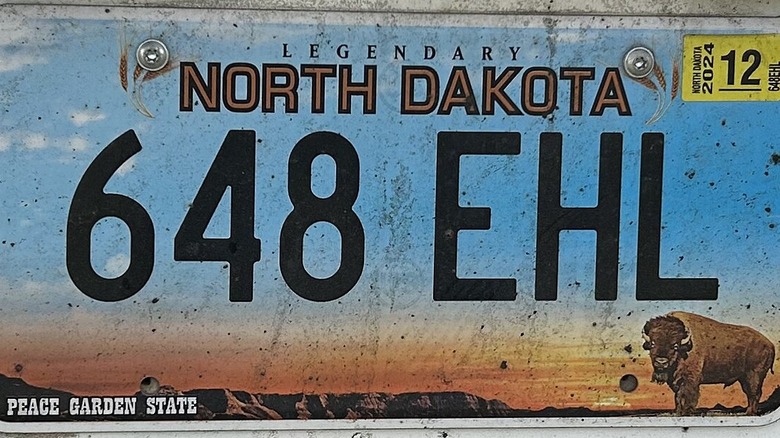 A North Dakota license plate.