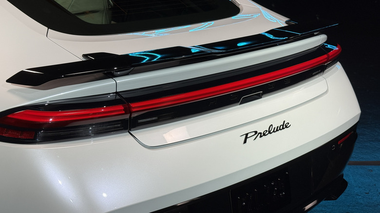 Rear end detail of a white 2026 Honda Prelude