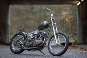 1967 Harley Shovelhead hardtail chopper by Chris Hatton at Left Hand Choppers