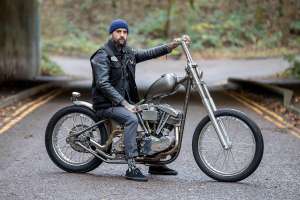 1967 Harley Shovelhead hardtail chopper by Chris Hatton at Left Hand Choppers