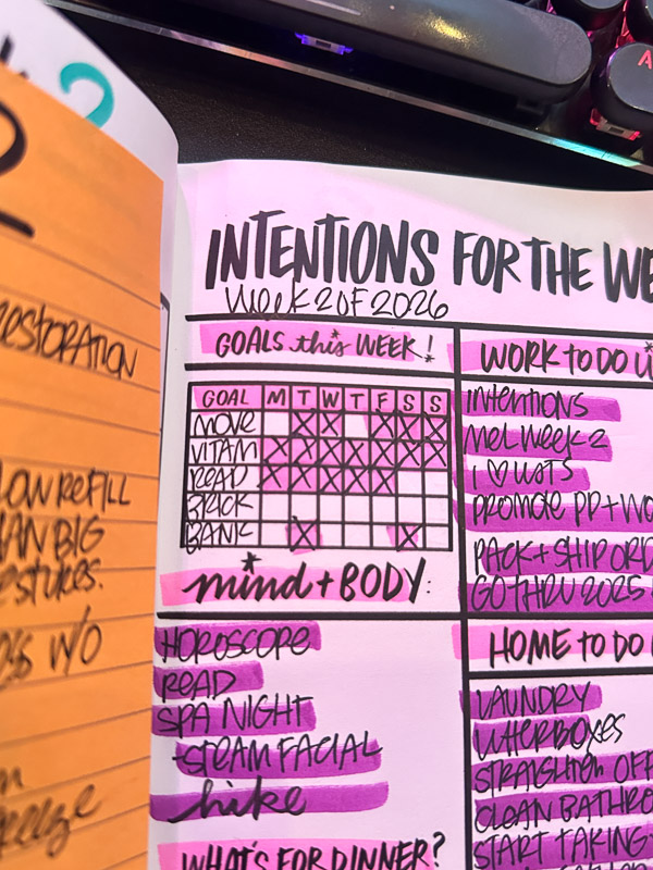 Intentions for the Week Planner- The Handwriting Club